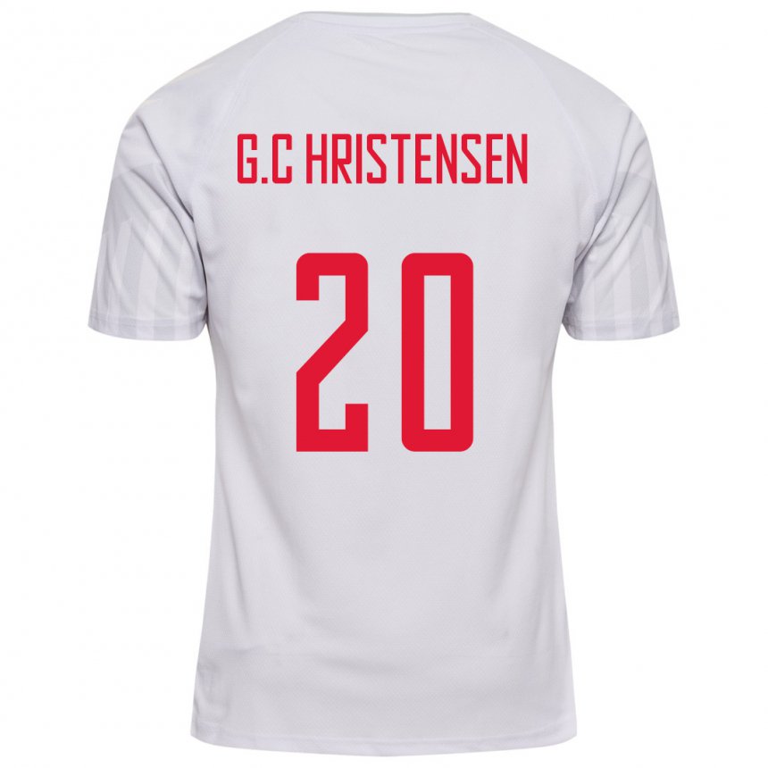 Kinderen Deens Gustav Christensen #20 Wit Uitshirt Uittenue 22-24 T-shirt