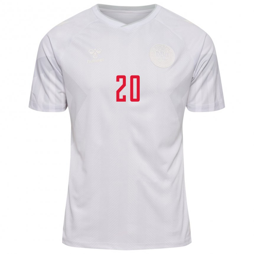 Kinderen Deens Gustav Christensen #20 Wit Uitshirt Uittenue 22-24 T-shirt