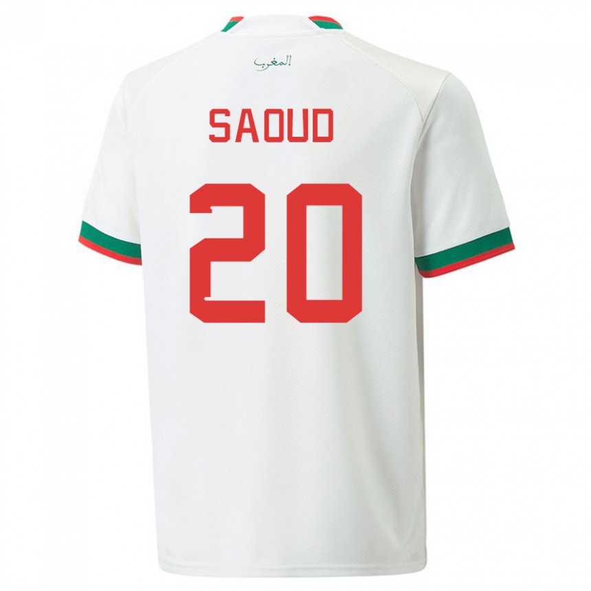 Kinderen Marokkaans Imane Saoud #20 Wit Uitshirt Uittenue 22-24 T-shirt