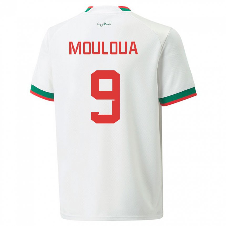 Kinderen Marokkaans Ayoub Mouloua #9 Wit Uitshirt Uittenue 22-24 T-shirt