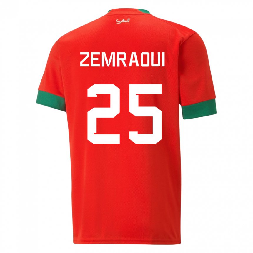 Heren Marokkaans Oussama Zemraoui #25 Rood Thuisshirt Thuistenue 22-24 T-shirt