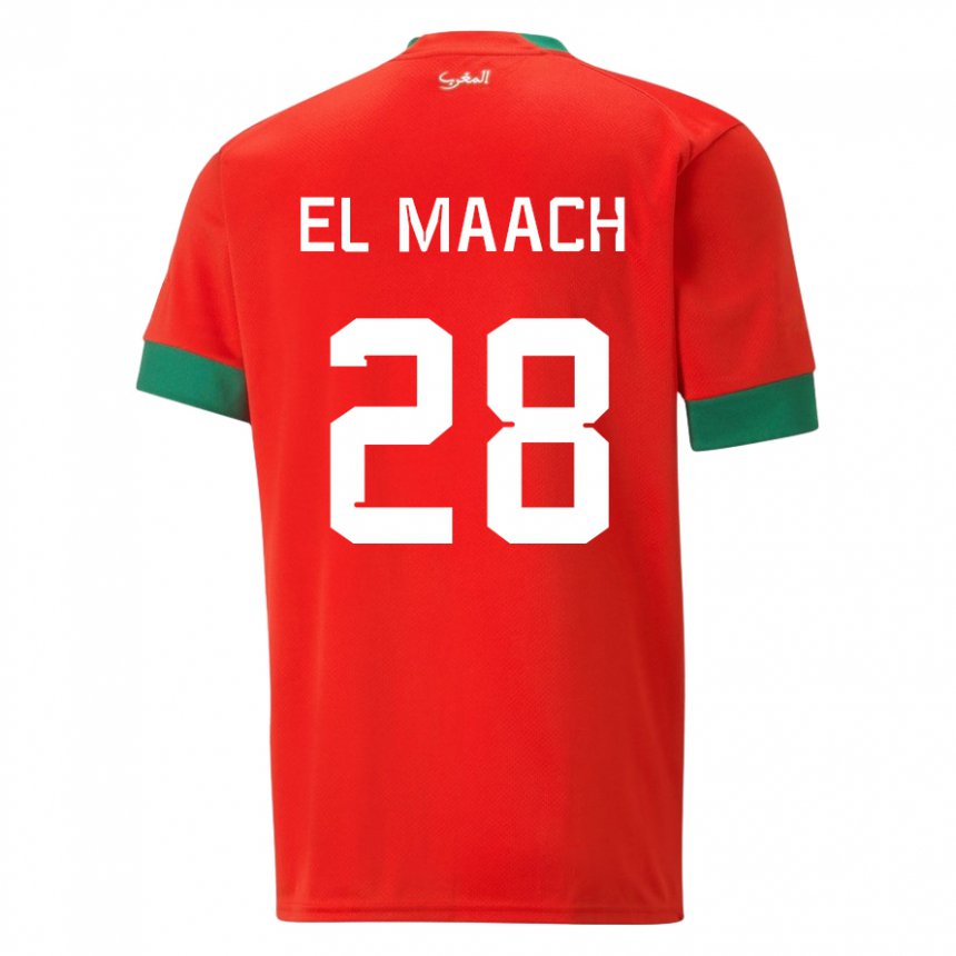 Heren Marokkaans Fouad El Maach #28 Rood Thuisshirt Thuistenue 22-24 T-shirt