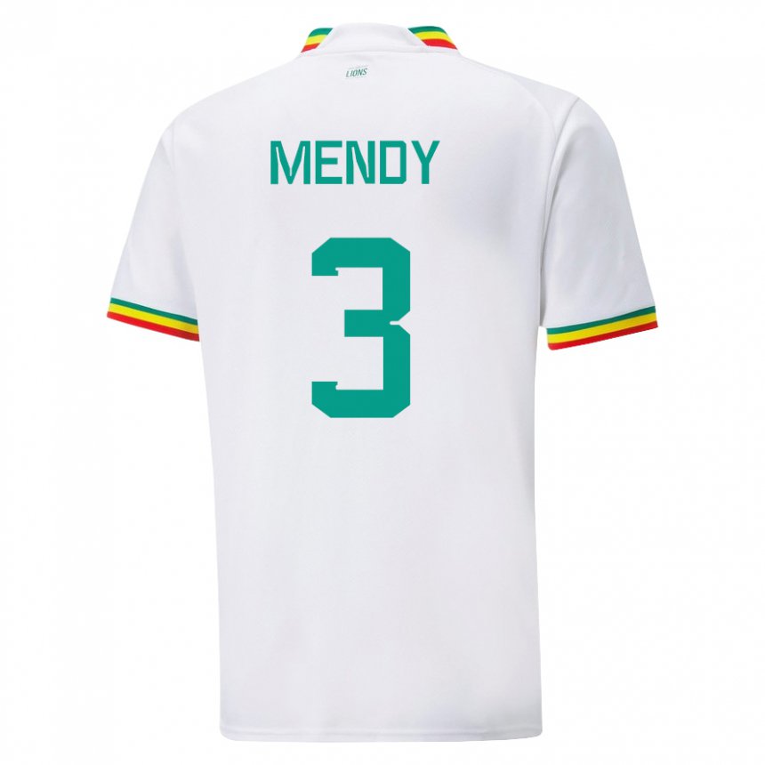 Heren Senegalees Formose Mendy #3 Wit Thuisshirt Thuistenue 22-24 T-shirt