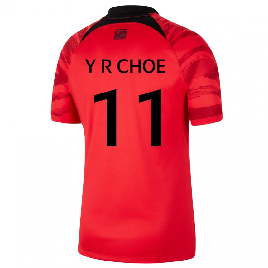 Heren Zuid-koreaans Choe Yu Ri #11 Rood Zwart Thuisshirt Thuistenue 22-24 T-shirt