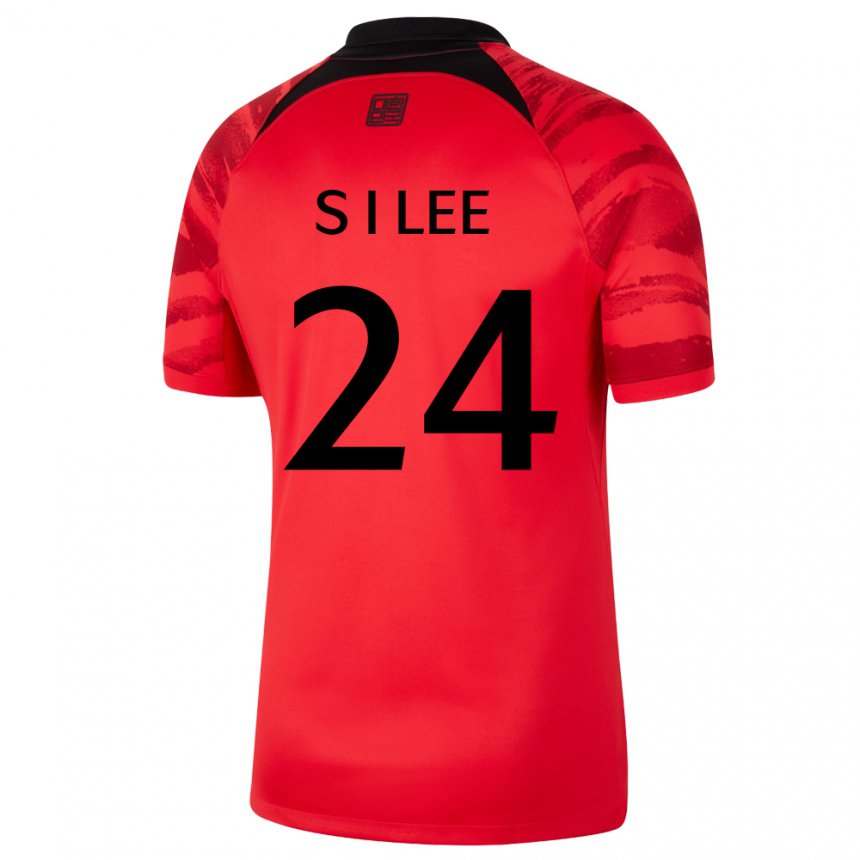 Heren Zuid-koreaans Lee Soo In #24 Rood Zwart Thuisshirt Thuistenue 22-24 T-shirt
