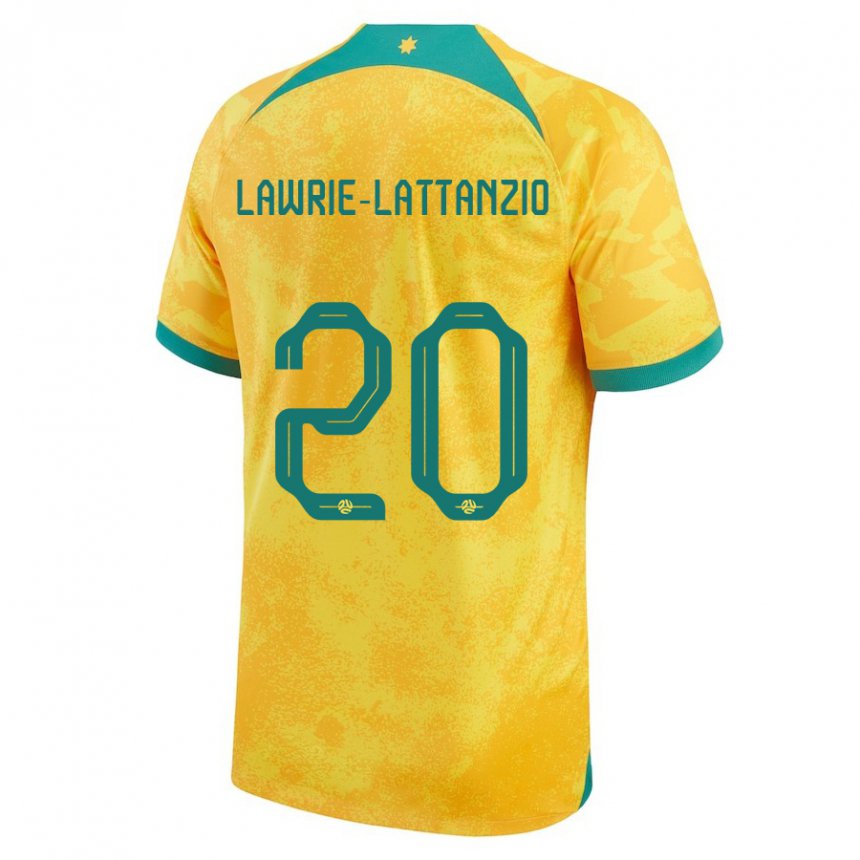 Heren Australisch Luis Lawrie Lattanzio #20 Gouden Thuisshirt Thuistenue 22-24 T-shirt