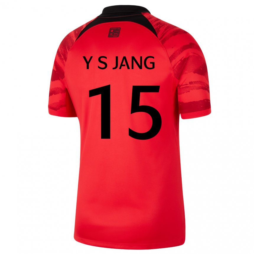 Heren Zuid-koreaans Jang Yun Sik #15 Rood Zwart Thuisshirt Thuistenue 22-24 T-shirt