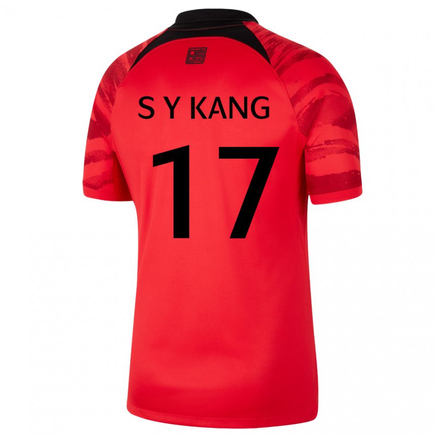 Heren Zuid-koreaans Kang Sang Yun #17 Rood Zwart Thuisshirt Thuistenue 22-24 T-shirt