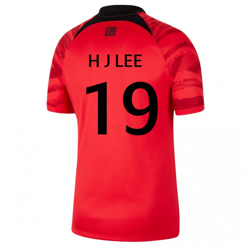 Heren Zuid-koreaans Lee Hyun Jun #19 Rood Zwart Thuisshirt Thuistenue 22-24 T-shirt