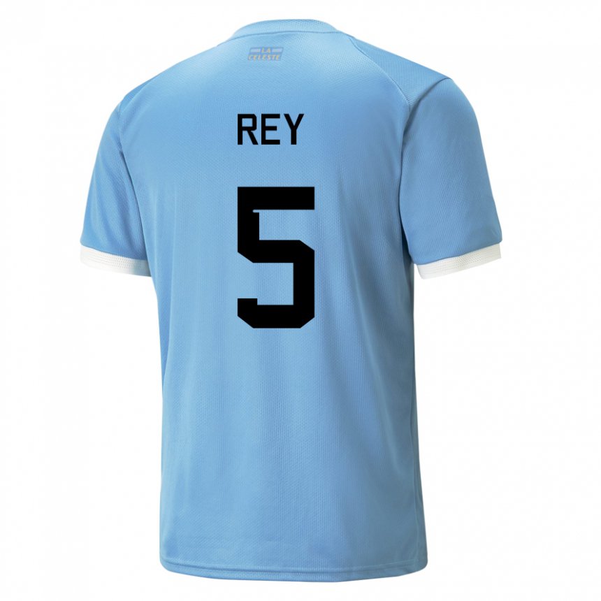 Heren Uruguayaans Rodrigo Rey #5 Blauw Thuisshirt Thuistenue 22-24 T-shirt