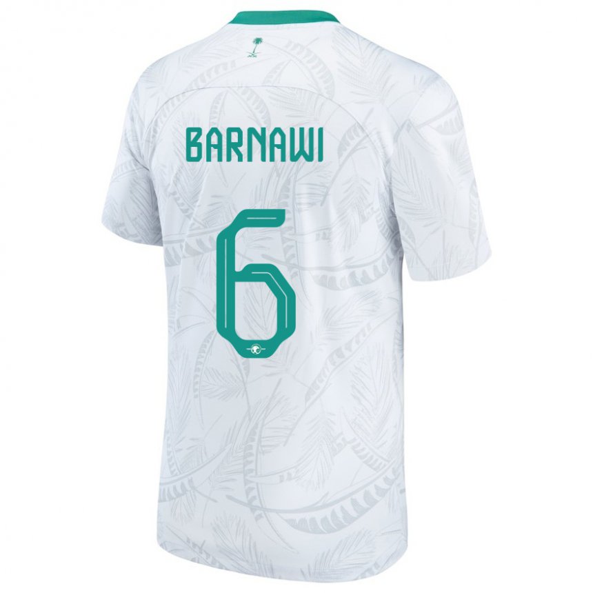 Heren Saoedi-arabisch Mohammed Barnawi #6 Wit Thuisshirt Thuistenue 22-24 T-shirt