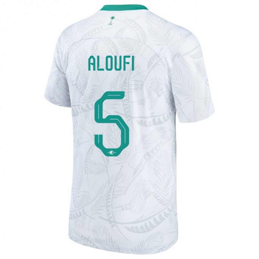 Heren Saoedi-arabisch Mohammed Aloufi #5 Wit Thuisshirt Thuistenue 22-24 T-shirt