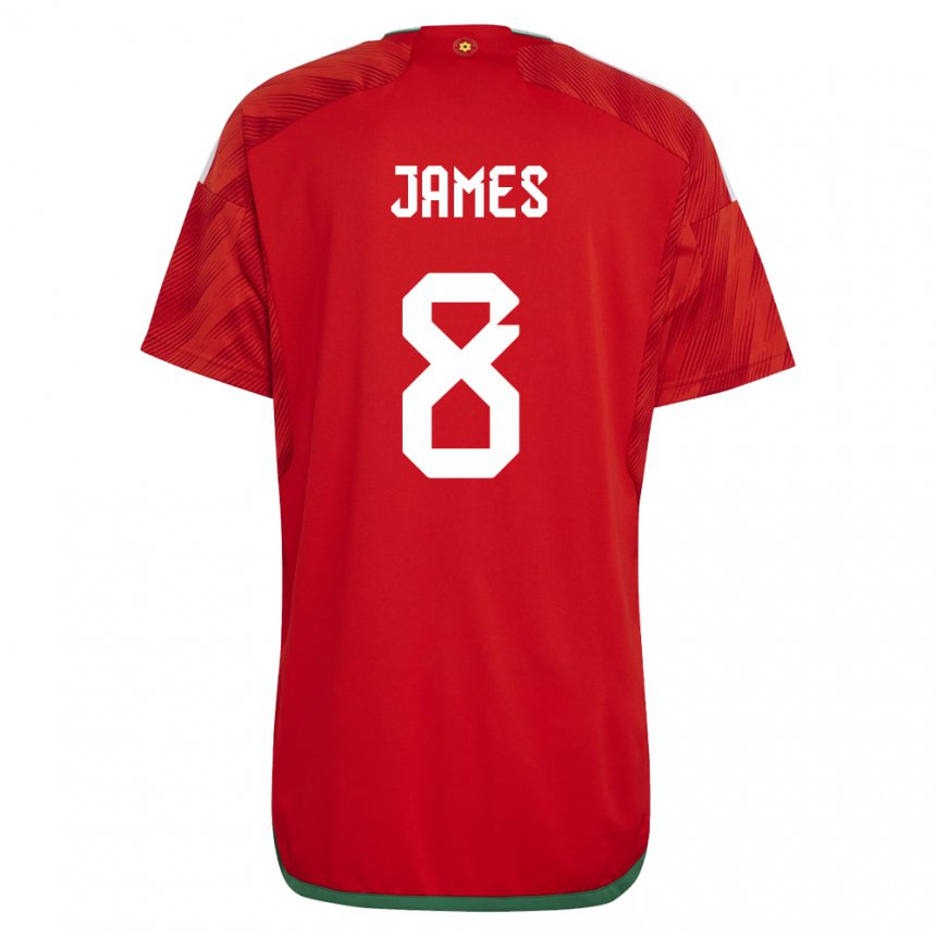 Heren Welsh Angharad James #8 Rood Thuisshirt Thuistenue 22-24 T-shirt
