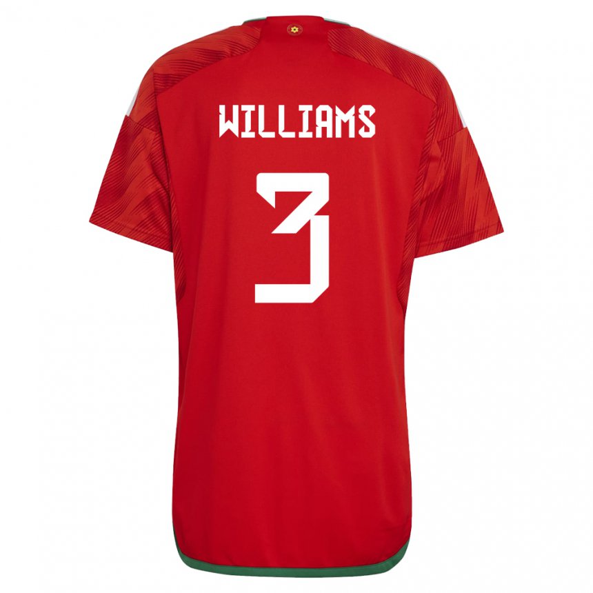 Heren Welsh Zac Williams #3 Rood Thuisshirt Thuistenue 22-24 T-shirt