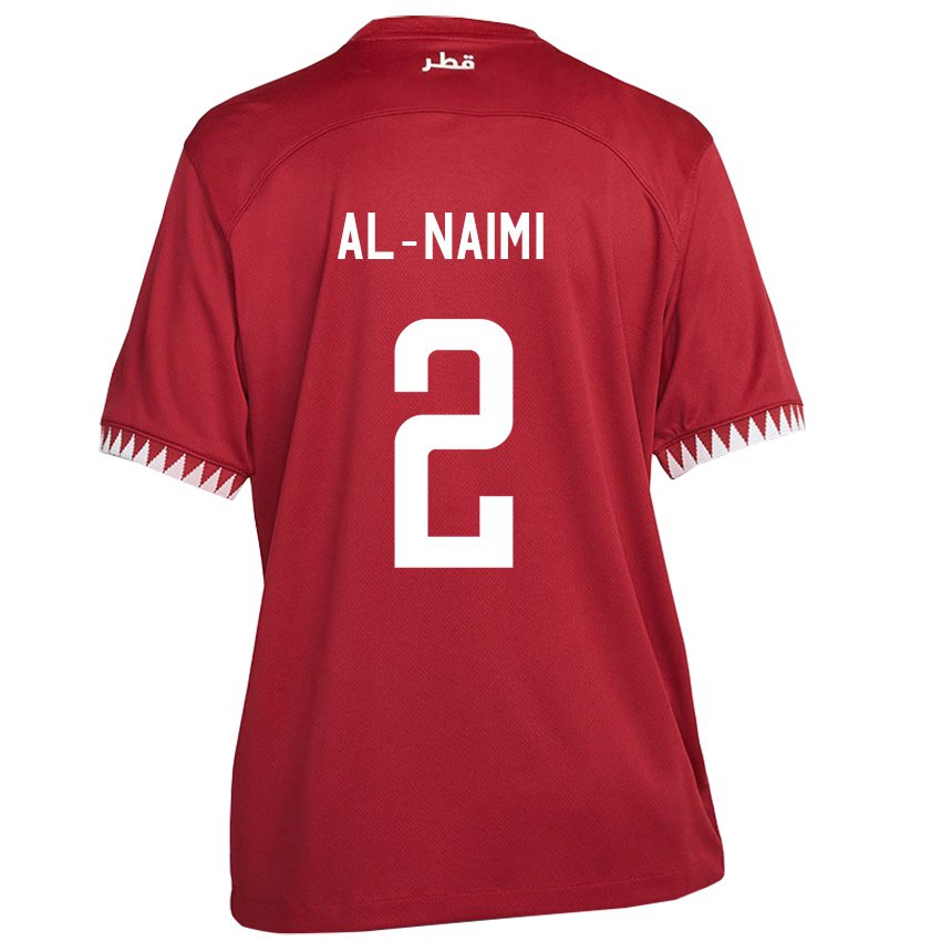 Heren Qatarees Amna Al Naimi #2 Kastanjebruin Thuisshirt Thuistenue 22-24 T-shirt