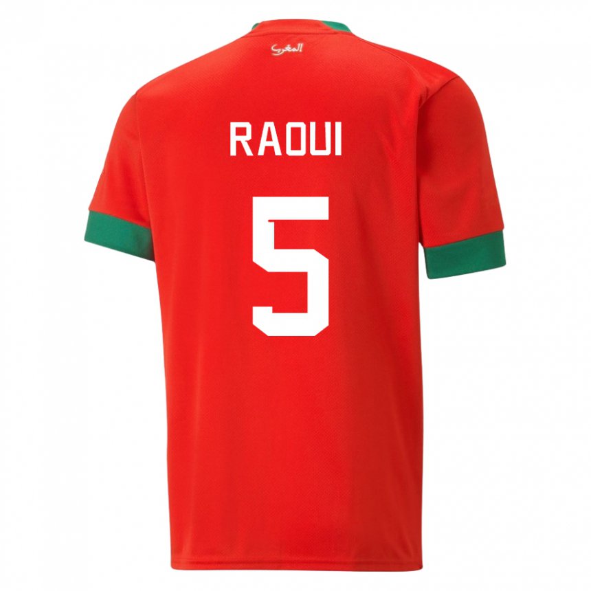 Heren Marokkaans Oussama Raoui #5 Rood Thuisshirt Thuistenue 22-24 T-shirt