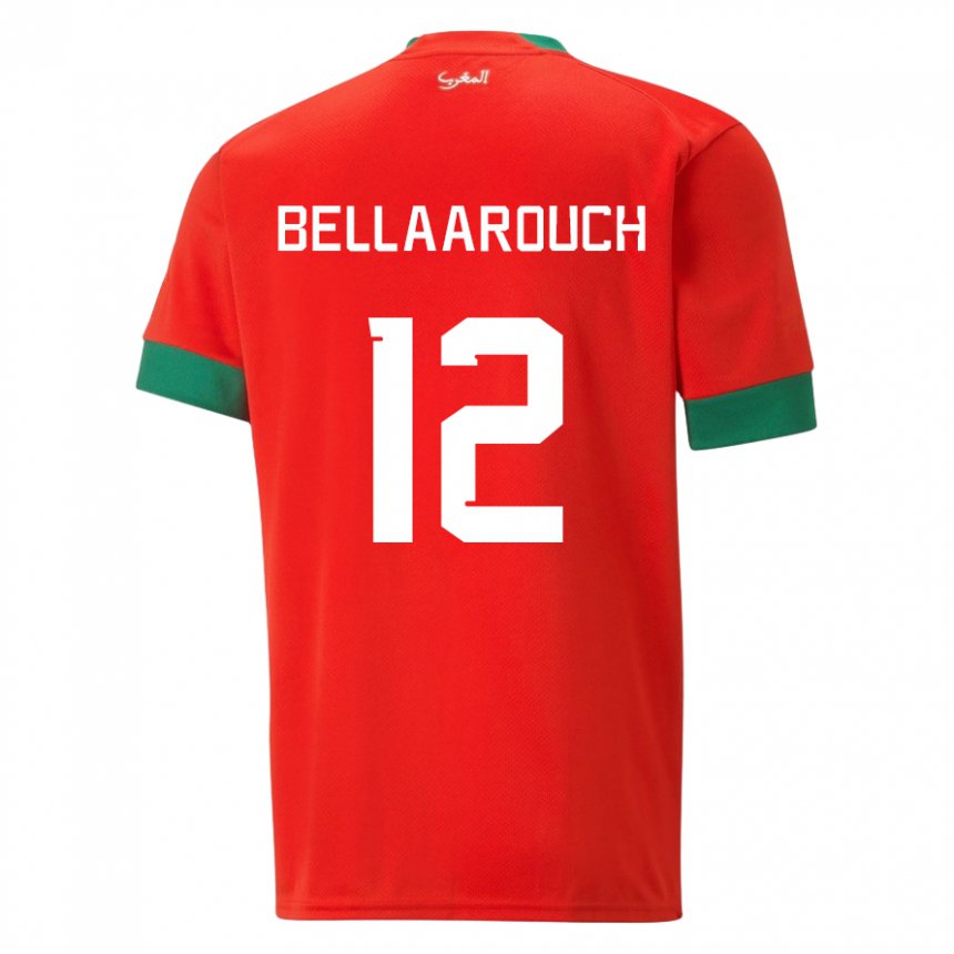 Heren Marokkaans Alaa Bellaarouch #12 Rood Thuisshirt Thuistenue 22-24 T-shirt