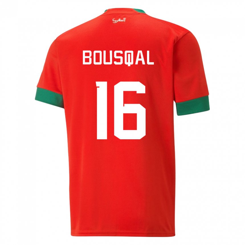 Heren Marokkaans Hamza Bousqal #16 Rood Thuisshirt Thuistenue 22-24 T-shirt