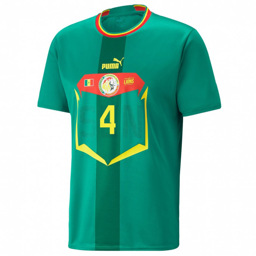 Heren Senegalees Cavin Diagne #4 Groente Uitshirt Uittenue 22-24 T-shirt