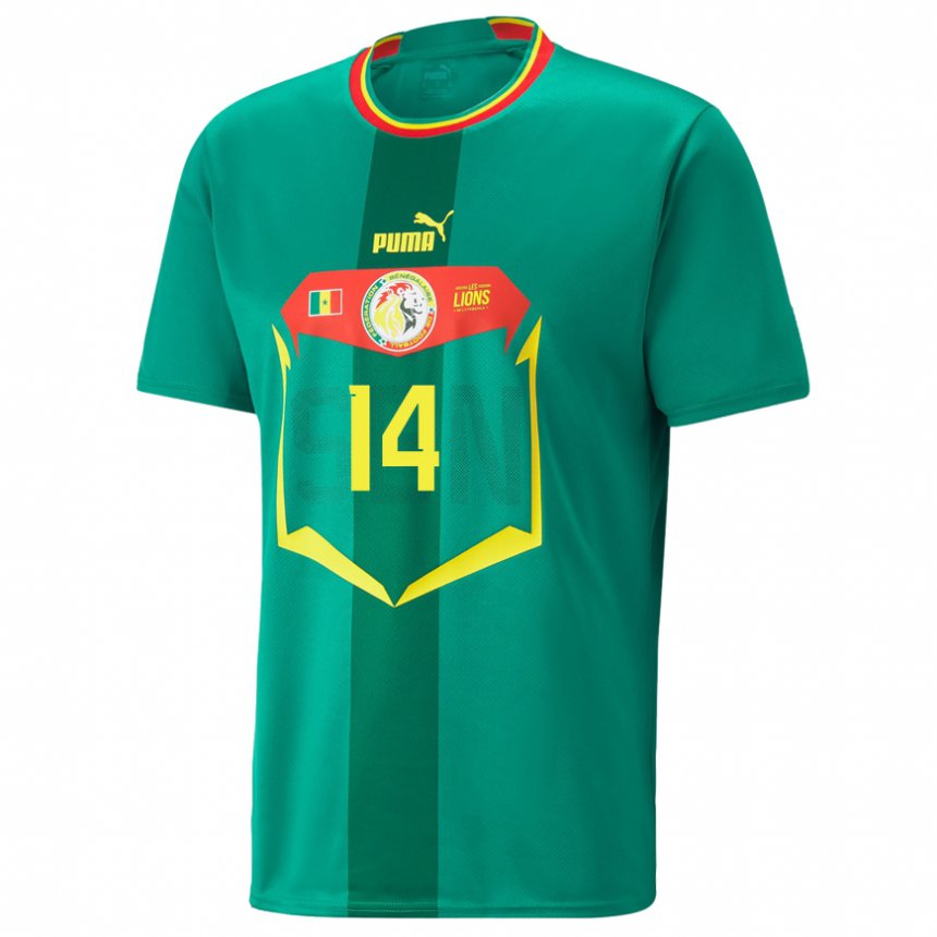 Heren Senegalees Ibrahima Niane #14 Groente Uitshirt Uittenue 22-24 T-shirt