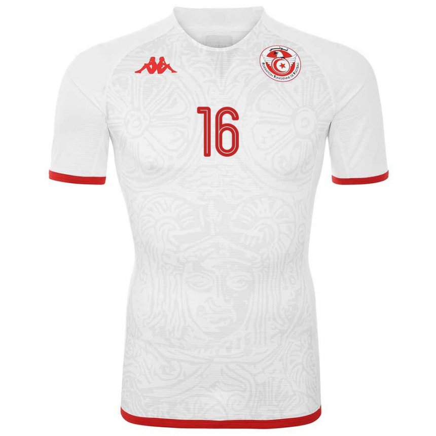 Heren Tunesisch Soulaima Jabrani #16 Wit Uitshirt Uittenue 22-24 T-shirt