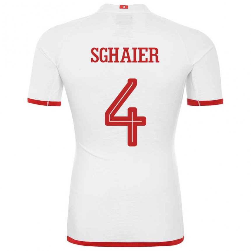 Heren Tunesisch Makrem Sghaier #4 Wit Uitshirt Uittenue 22-24 T-shirt