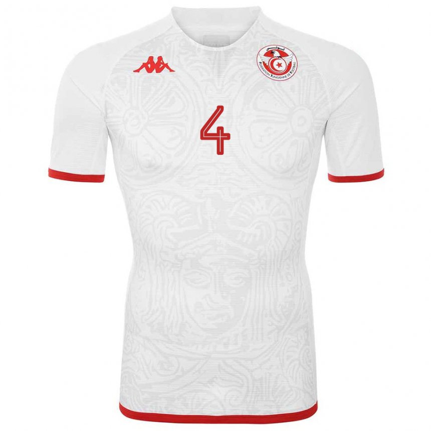 Heren Tunesisch Makrem Sghaier #4 Wit Uitshirt Uittenue 22-24 T-shirt