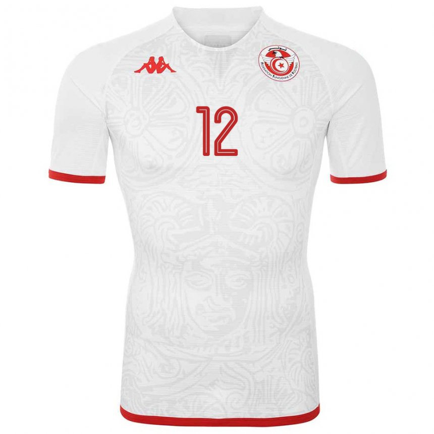 Heren Tunesisch Adem Gareb #12 Wit Uitshirt Uittenue 22-24 T-shirt