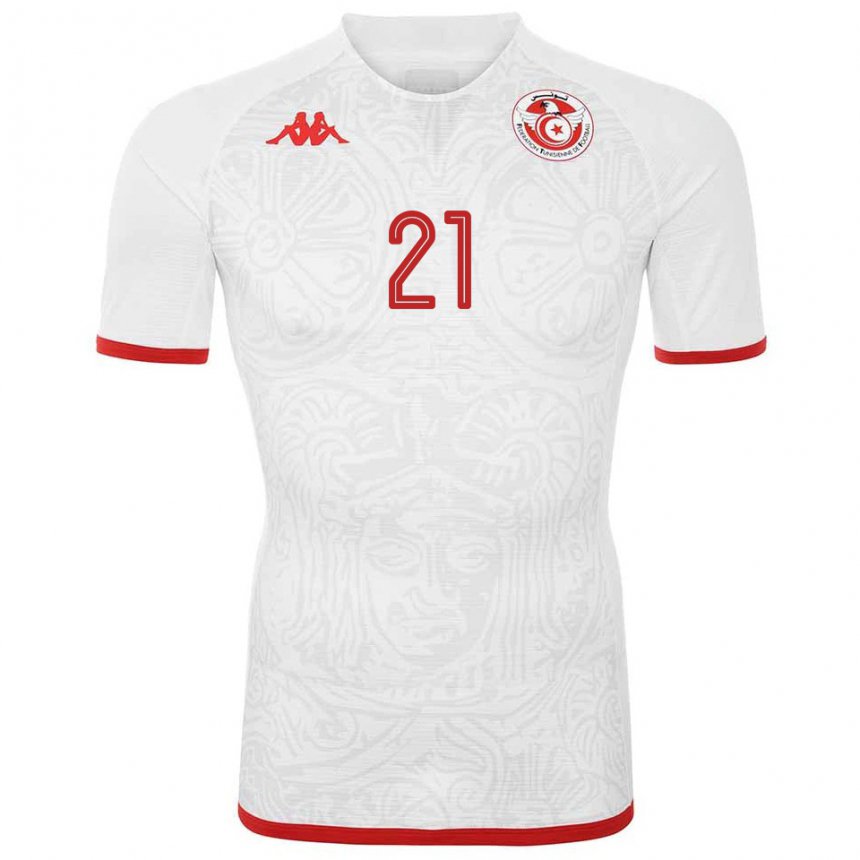 Heren Tunesisch Firas Mehdouani #21 Wit Uitshirt Uittenue 22-24 T-shirt