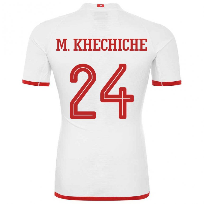 Heren Tunesisch Mohamed Amine Khechiche #24 Wit Uitshirt Uittenue 22-24 T-shirt