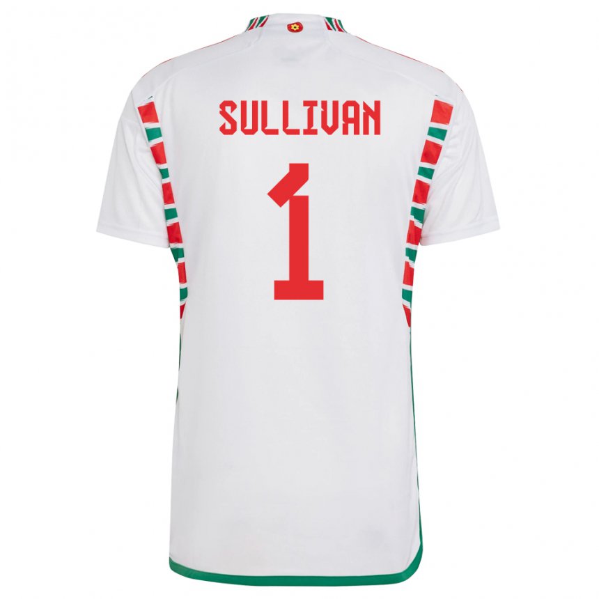 Heren Welsh Laura O Sullivan #1 Wit Uitshirt Uittenue 22-24 T-shirt
