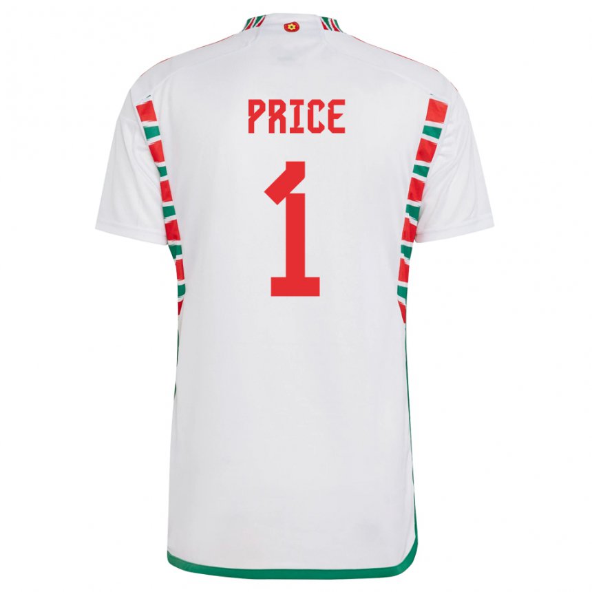 Heren Welsh Jo Price #1 Wit Uitshirt Uittenue 22-24 T-shirt