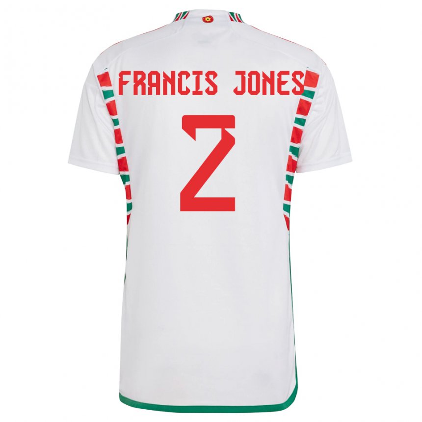 Heren Welsh Maria Francis Jones #2 Wit Uitshirt Uittenue 22-24 T-shirt