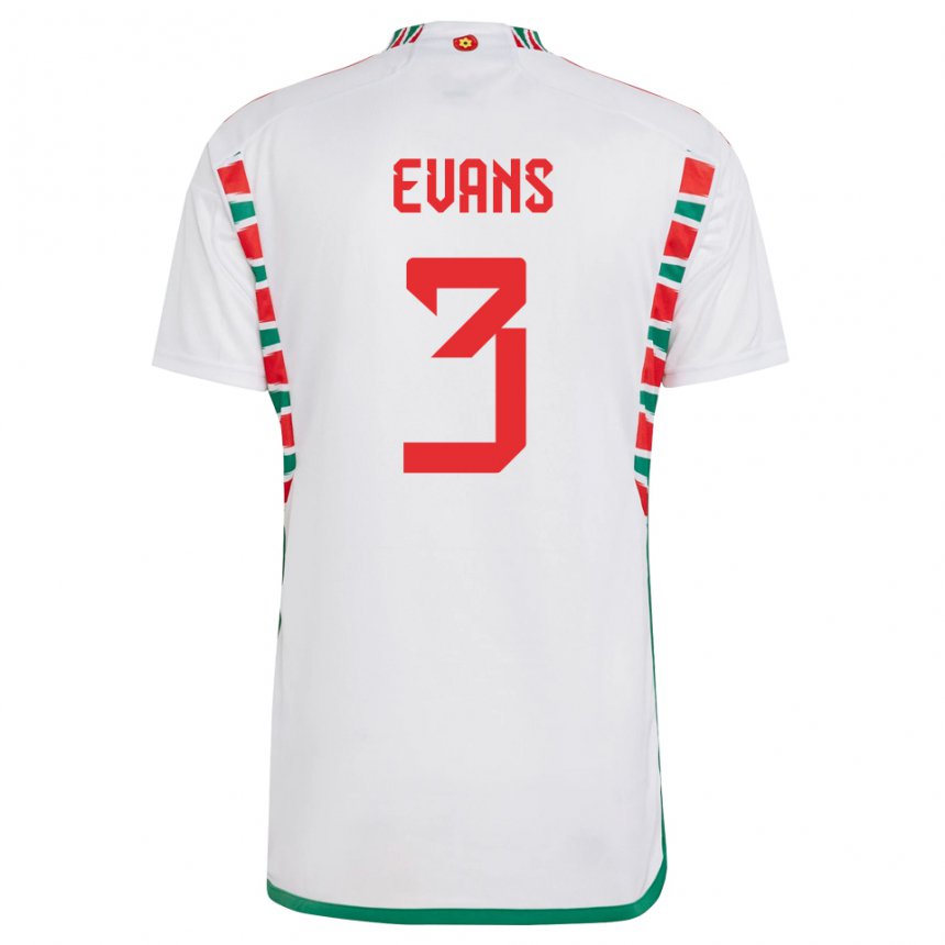 Heren Welsh Gemma Evans #3 Wit Uitshirt Uittenue 22-24 T-shirt