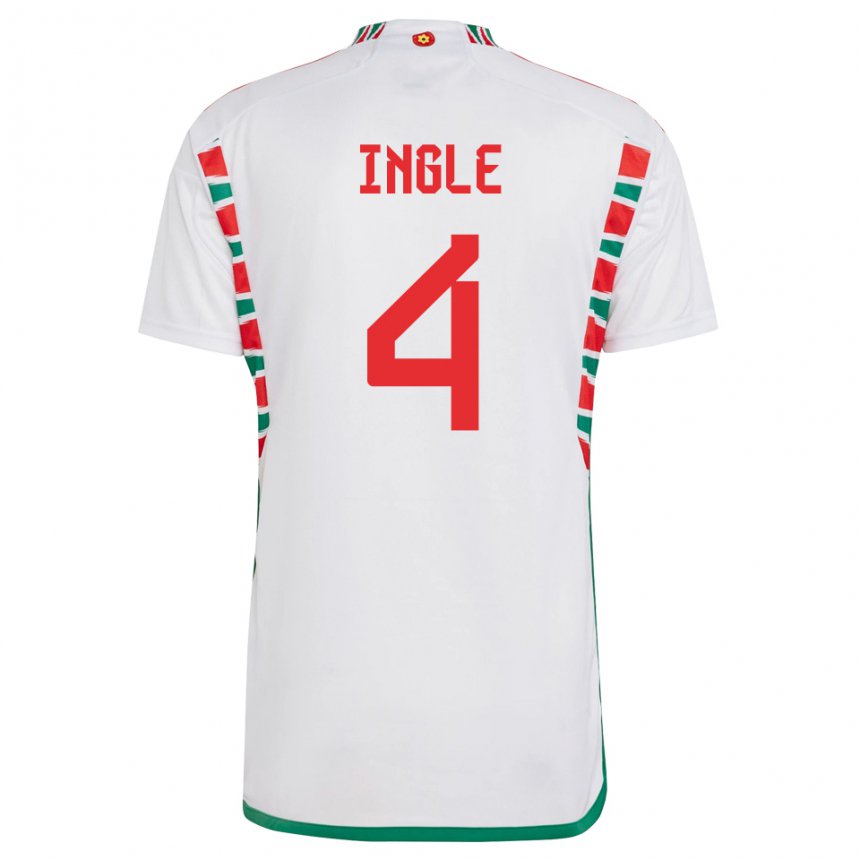 Heren Welsh Sophie Ingle #4 Wit Uitshirt Uittenue 22-24 T-shirt