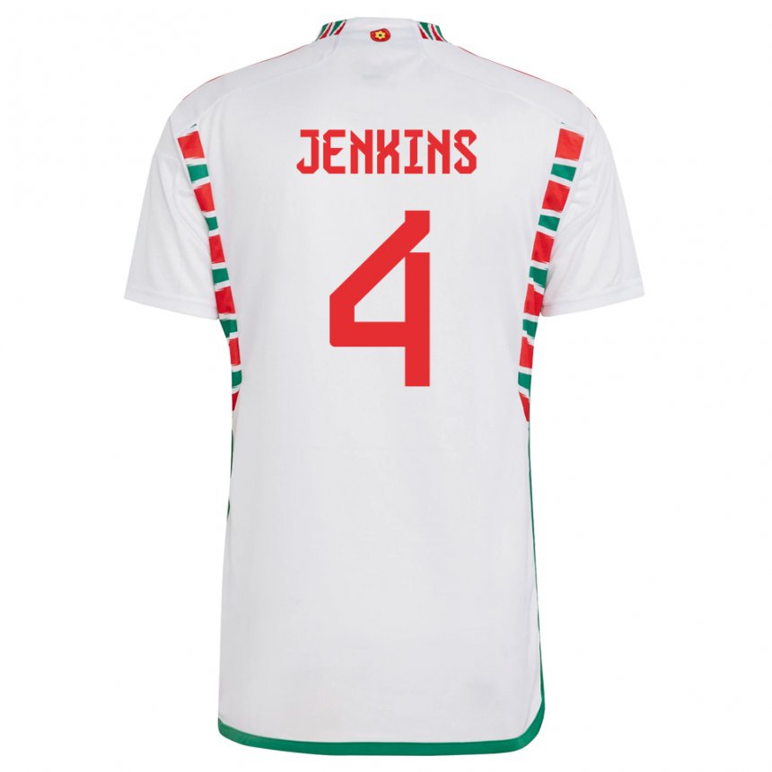 Heren Welsh Shaunna Jenkins #4 Wit Uitshirt Uittenue 22-24 T-shirt