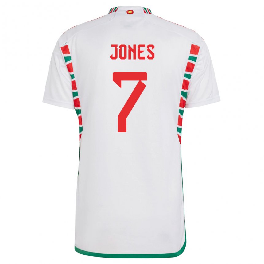 Heren Welsh Emma Jones #7 Wit Uitshirt Uittenue 22-24 T-shirt