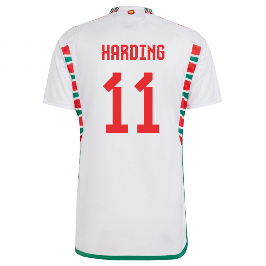 Heren Welsh Natasha Harding #11 Wit Uitshirt Uittenue 22-24 T-shirt