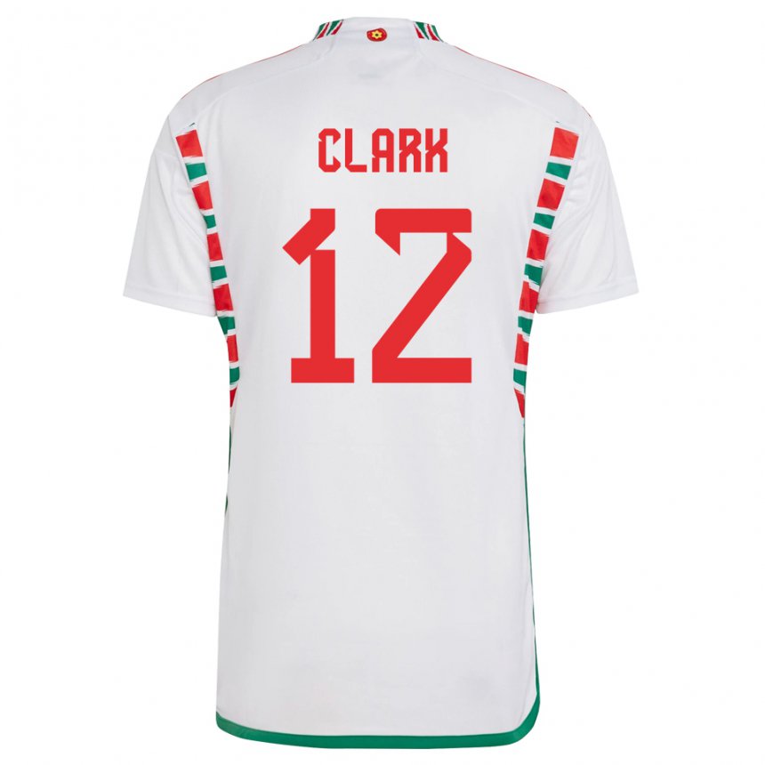 Heren Welsh Olivia Clark #12 Wit Uitshirt Uittenue 22-24 T-shirt