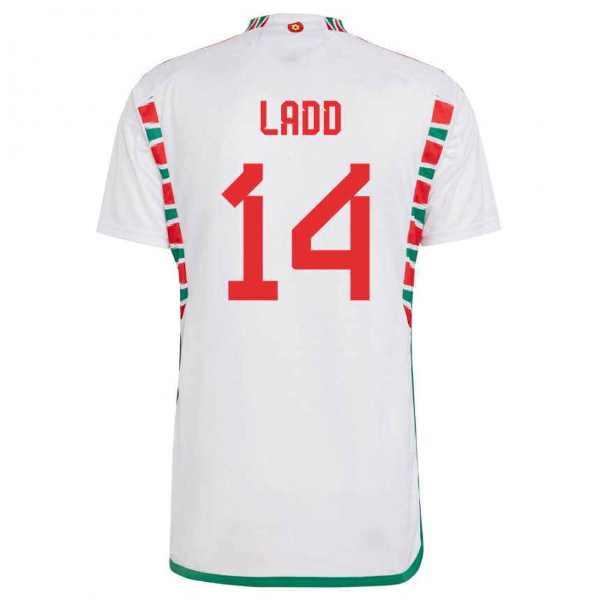 Heren Welsh Hayley Ladd #14 Wit Uitshirt Uittenue 22-24 T-shirt