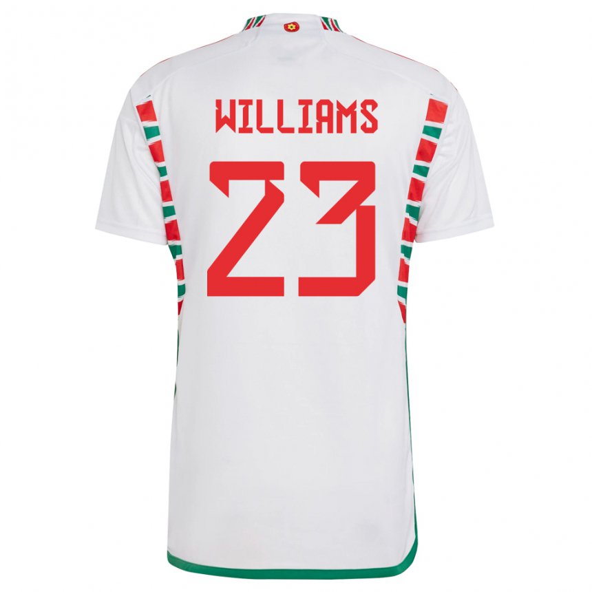 Heren Welsh Chloe Williams #23 Wit Uitshirt Uittenue 22-24 T-shirt