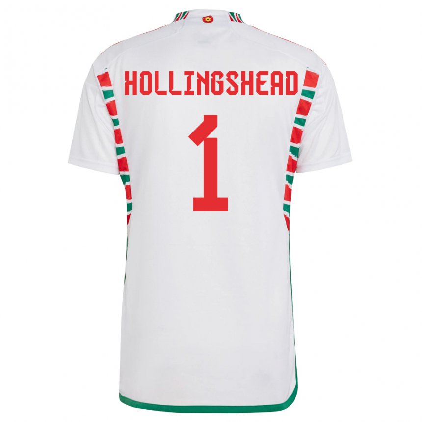 Heren Welsh Ronnie Hollingshead #1 Wit Uitshirt Uittenue 22-24 T-shirt