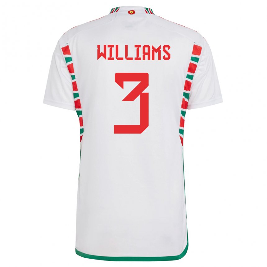 Heren Welsh Zac Williams #3 Wit Uitshirt Uittenue 22-24 T-shirt