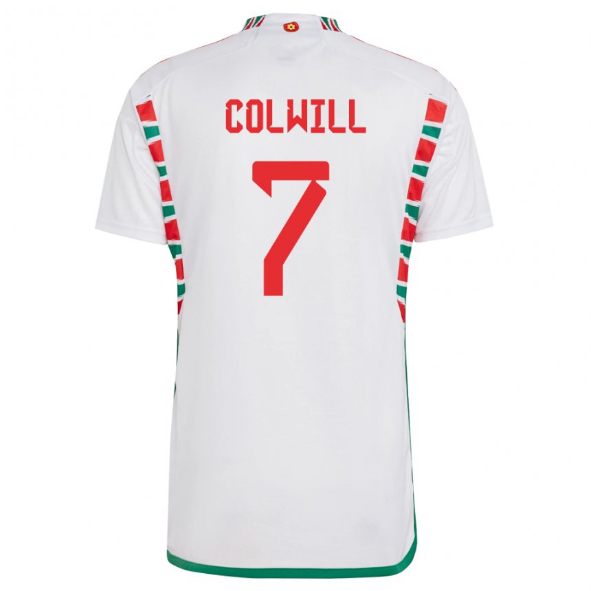 Heren Welsh Joel Colwill #7 Wit Uitshirt Uittenue 22-24 T-shirt