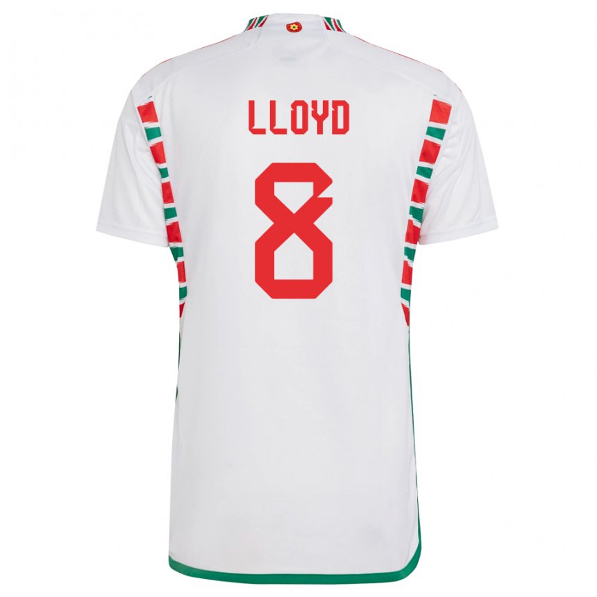 Heren Welsh Ben Lloyd #8 Wit Uitshirt Uittenue 22-24 T-shirt