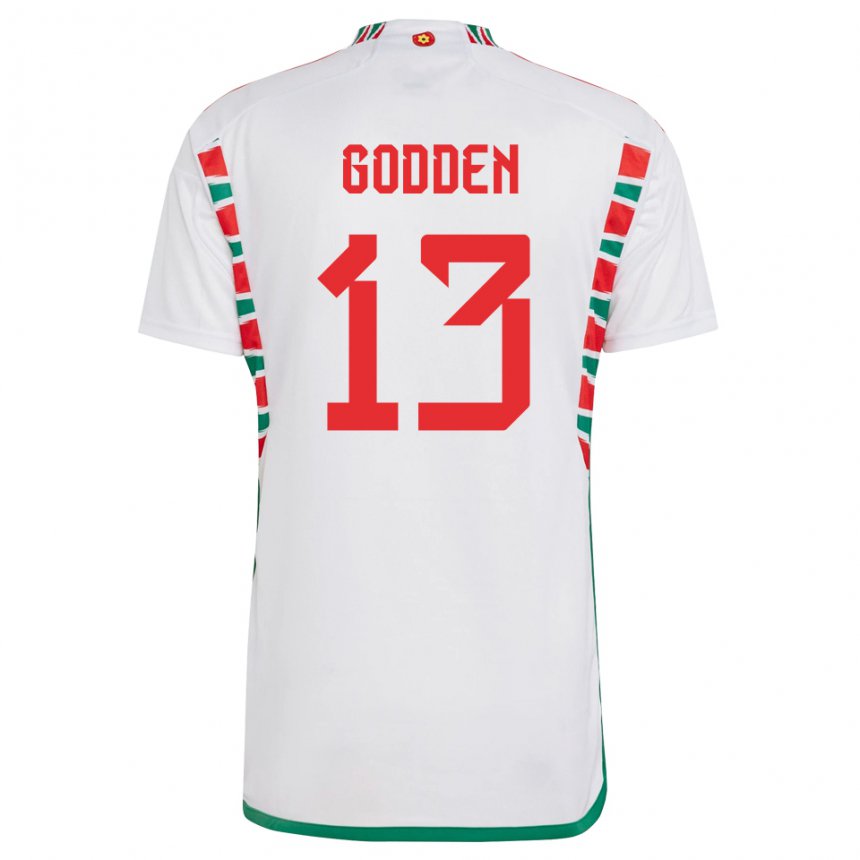 Heren Welsh Scott Godden #13 Wit Uitshirt Uittenue 22-24 T-shirt