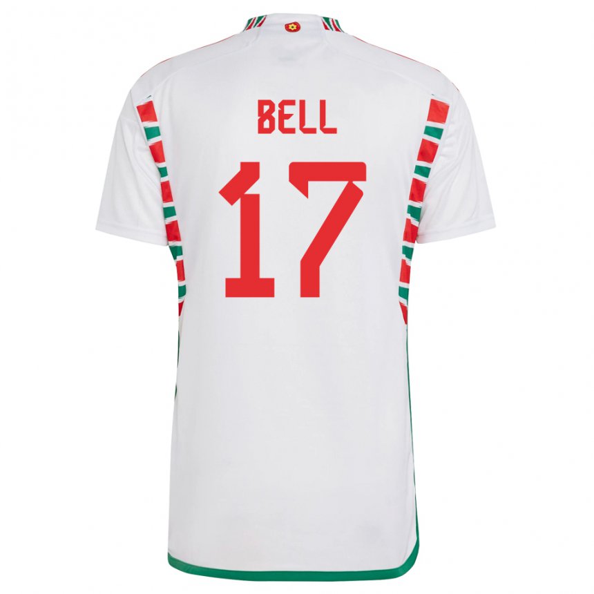 Heren Welsh Zac Bell #17 Wit Uitshirt Uittenue 22-24 T-shirt
