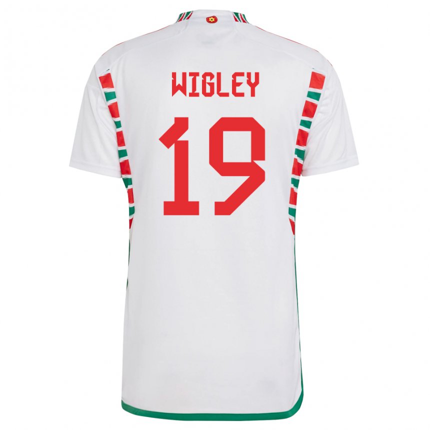 Heren Welsh Morgan Wigley #19 Wit Uitshirt Uittenue 22-24 T-shirt