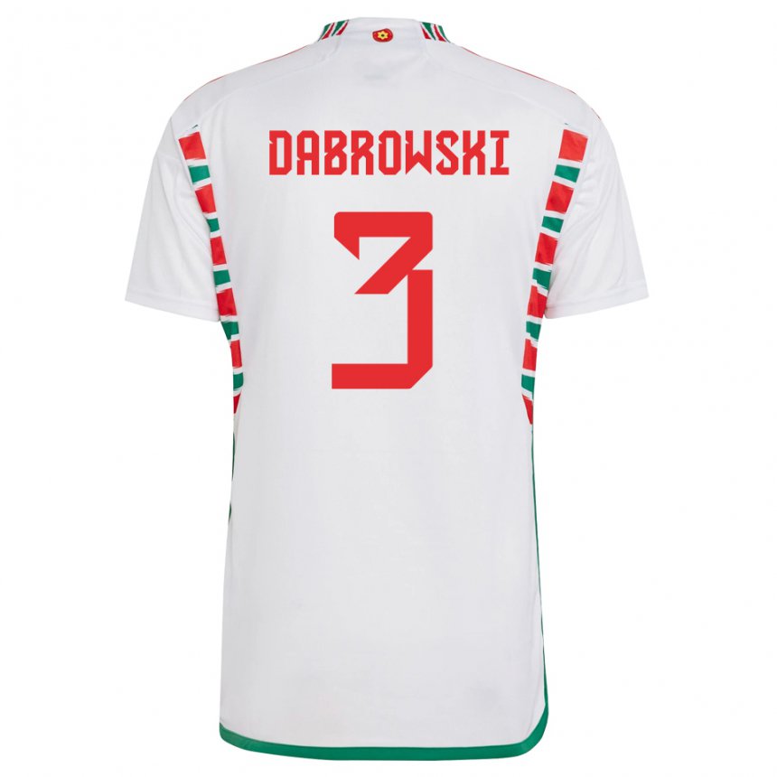 Heren Welsh Sebastian Dabrowski #3 Wit Uitshirt Uittenue 22-24 T-shirt