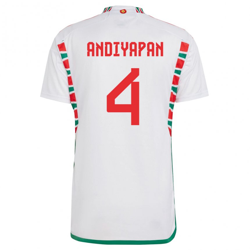 Heren Welsh William Andiyapan #4 Wit Uitshirt Uittenue 22-24 T-shirt